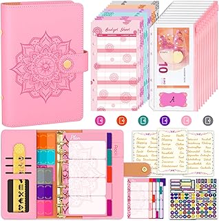 Aocii Classeur Budget Francais A6 Budget Planner, Enveloppe Budget - Motif Unique Carnet Budget Set Avec Classeurbudget,Coloré Pochette Budget Depenses, Feuille Budget, Étiquettes Français, Rose pâle